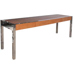 Stainless Steel and Leather Desk by Pace